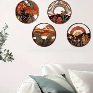 Abstract Sunset Wall Art Set - Brown and Orange